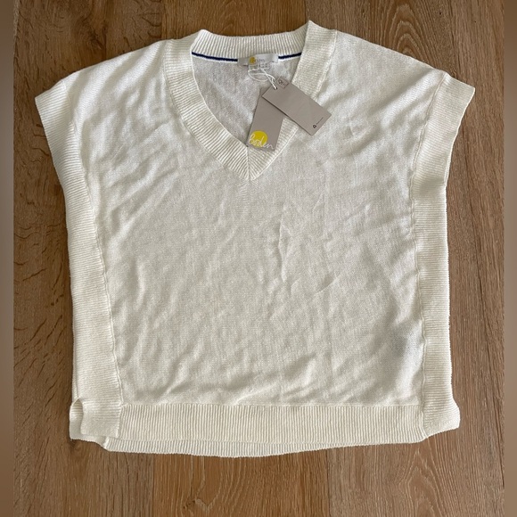 New Boden Anglesey Linen Tee Tshirt Vest Boxy Size 4 Ivory Cream Preppy - Picture 4 of 8